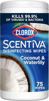 Clorox Scentiva Disinfecting Wipes, Coconut and Waterlily, Antibacterial, 75 Count