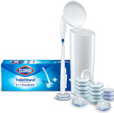 CLOROX ToiletWand Disposable Toilet Cleaning System, Spring Cleaning Essential, ToiletWand, Storage Caddy, and 16 Disinfecting-ToiletWand Scrubbing Pad Refills (Pack of 6)