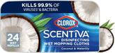 Clorox Scentiva Disinfecting Wet Mopping Cloths, Coconut and Waterlily, 24 Refills (Pack May Vary)