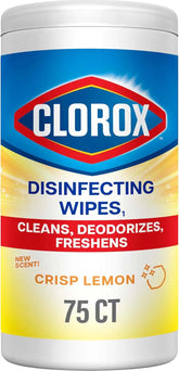 Clorox Disinfecting Cleaning Wipes, Antibacterial, Bleach Free, Crisp Lemon, 75 Count (Pack May Vary)