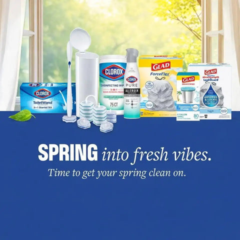 Clorox ToiletWand Disposable Toilet Cleaning System, Spring Cleaning Essential, ToiletWand, Storage Caddy, and 16 Disinfecting ToiletWand Scrubbing Pad Refills
