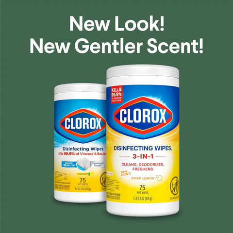Clorox Disinfecting Cleaning Wipes, Antibacterial, Bleach Free, Crisp Lemon, 75 Count (Pack May Vary)