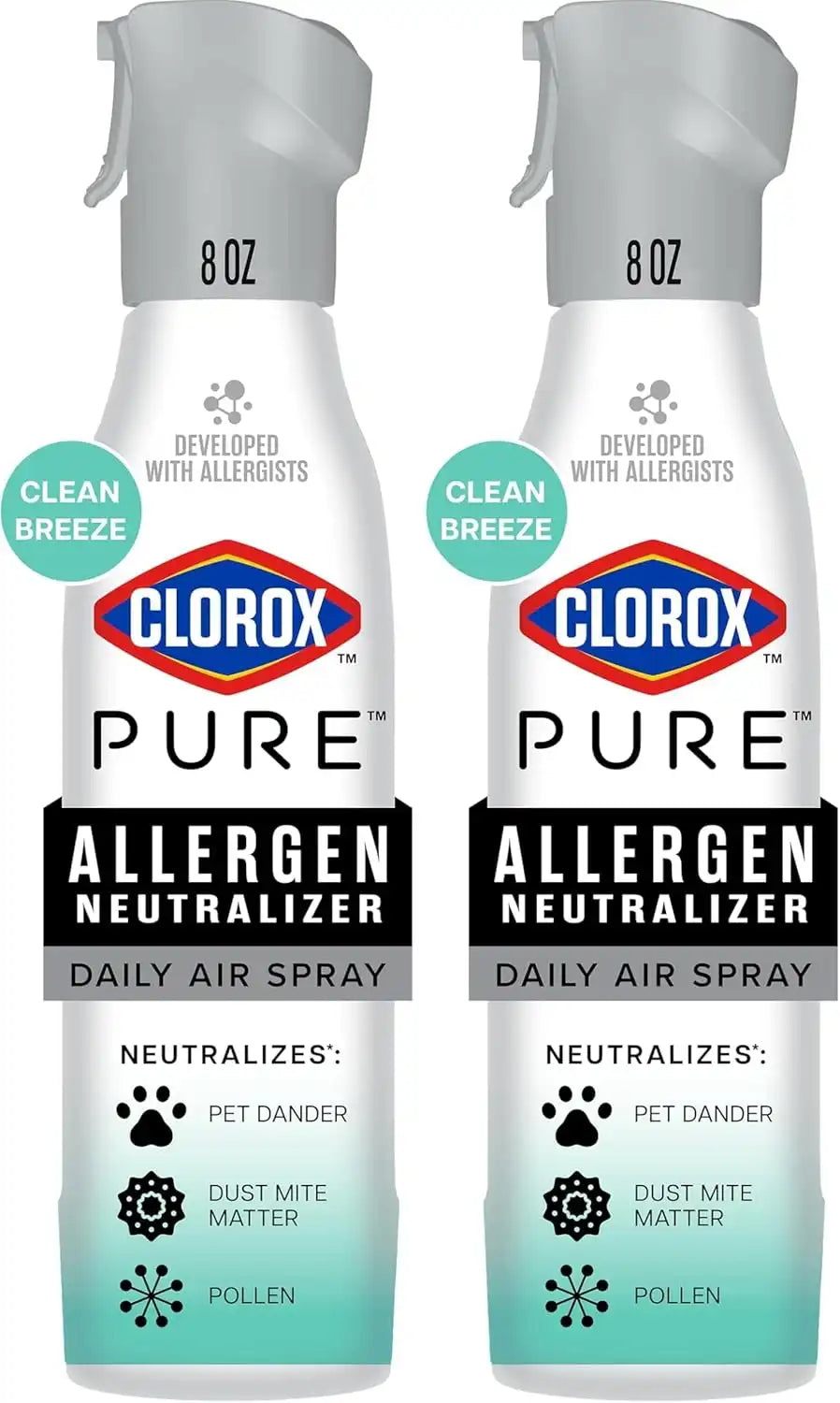 Clorox PURE Allergen Neutralizer Daily Air Spray, Clean Breeze, 8 Ounces (Pack of 2)