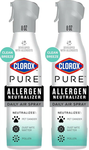 Clorox PURE Allergen Neutralizer Daily Air Spray, Clean Breeze, 8 Ounces (Pack of 2)