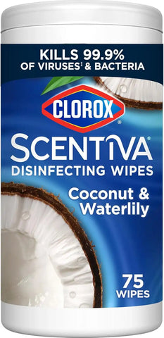Clorox Scentiva Disinfecting Wipes, Coconut and Waterlily, Antibacterial, 75 Count