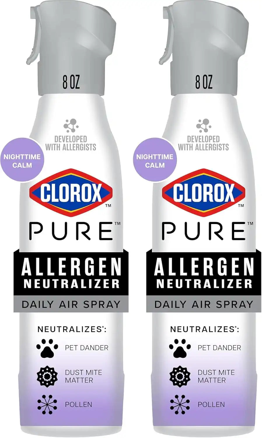 Clorox PURE Allergen Neutralizer Daily Air Spray, Nighttime Calm, 8 Ounces (Pack of 2)