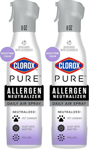 Clorox PURE Allergen Neutralizer Daily Air Spray, Nighttime Calm, 8 Ounces (Pack of 2)