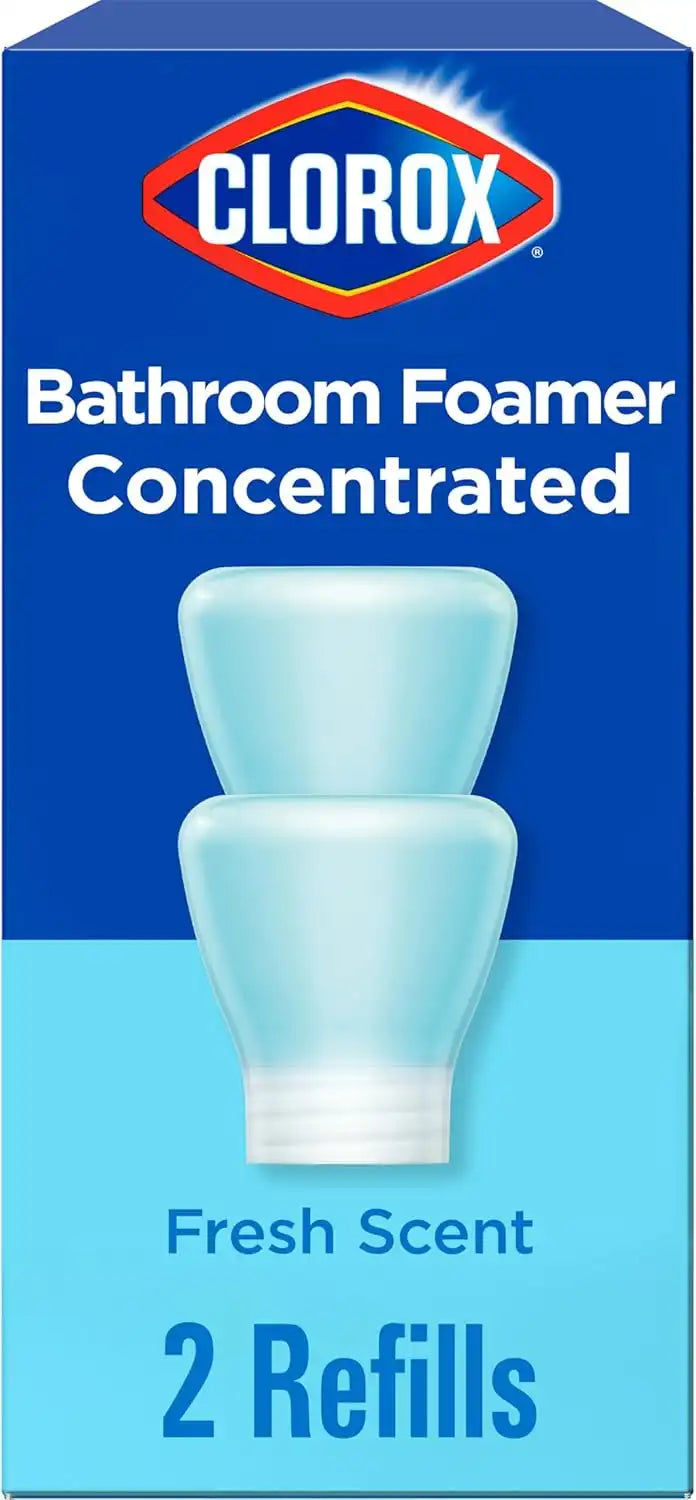 Clorox Bathroom Foamer Refill Cartridge for Clorox Bathroom Foamer Reusable Spray Bottle, Household Essentials, Fresh Scent, 2 Spray Refills