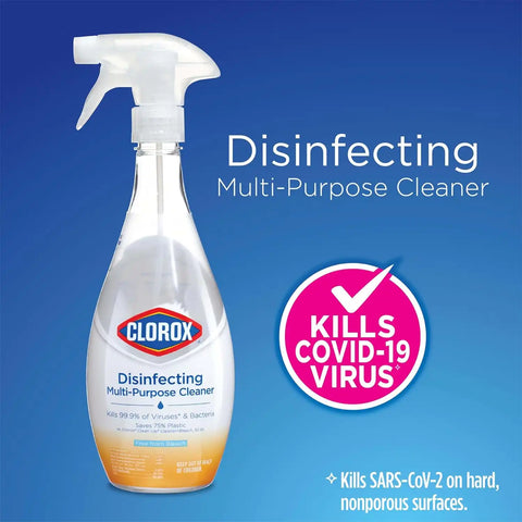 Clorox Disinfecting Multi-Purpose Cleaner Starter Kit, Household Essentials, One Reusable Spray Bottle Plus 2 Refills