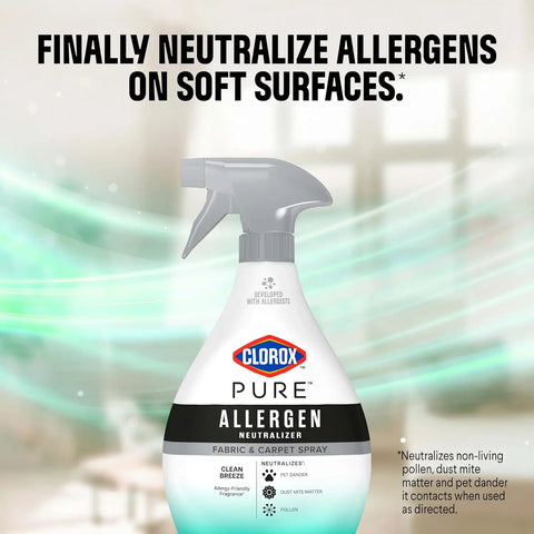 Clorox PURE Allergen Neutralizer Fabric and Carpet Spray, Clean Breeze, 26 Fluid Ounces