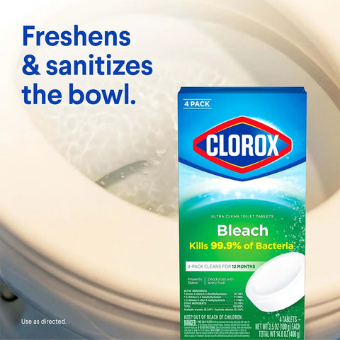 Clorox Ultra Clean Toilet Tablets Bleach 2 Count, 3.5 Oz Each (Pack May Vary)