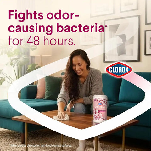 Clorox Scentiva Disinfecting Wipes, Cherry Blossom and Peach, Antibacterial, 75 Count (Pack of 3)