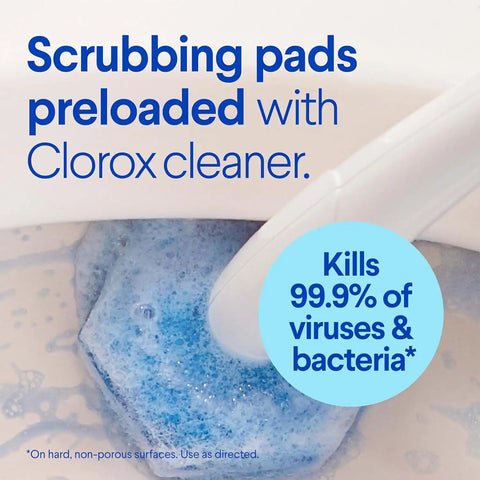 Clorox ToiletWand Disposable Toilet Cleaning System, Spring Cleaning Essential, ToiletWand, Storage Caddy, and 16 Disinfecting ToiletWand Scrubbing Pad Refills