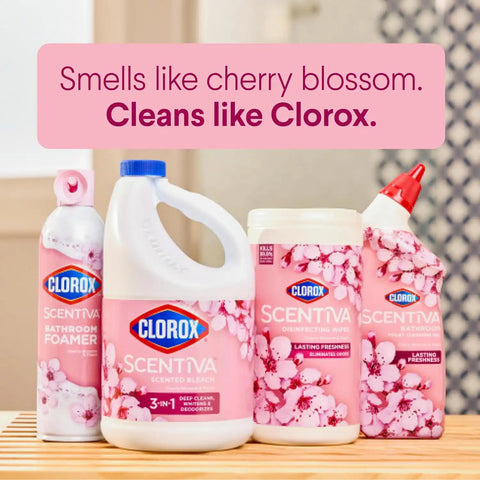 Clorox Scentiva Disinfecting Wipes, Cherry Blossom and Peach, Antibacterial, 75 Count (Pack of 3)