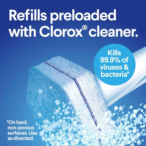 CLOROX ToiletWand Disposable Toilet Cleaning System, Spring Cleaning Essential, ToiletWand, Storage Caddy, and 16 Disinfecting-ToiletWand Scrubbing Pad Refills (Pack of 6)